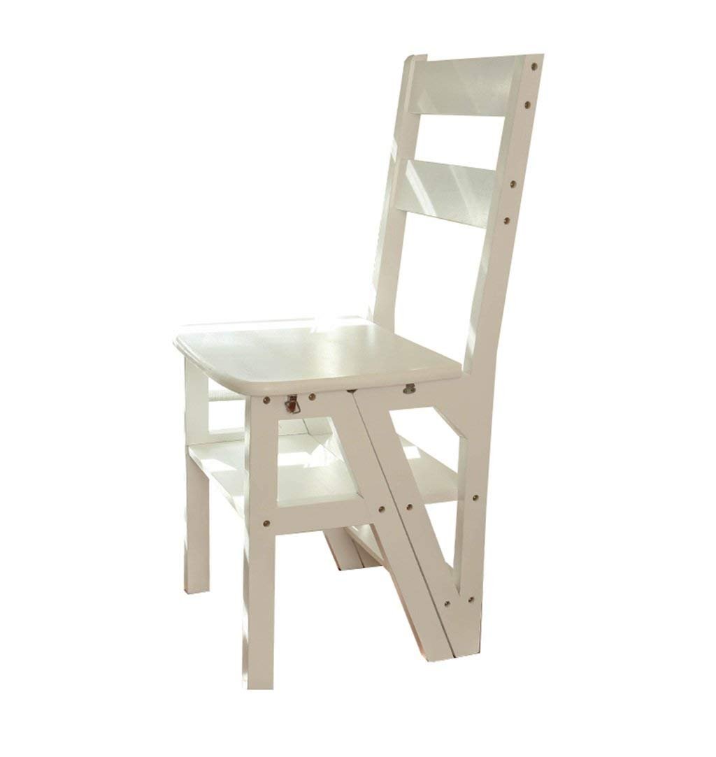 ZGYOZMNG Stepstools Folding Steps Solid Wood Deformable Ladder Stool Multifunctional Flip Foldable Design Step Stools Black Household Folding Chair with 4 Steps (Color : C)