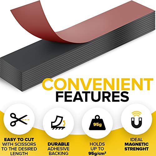 image for X-bet MAGNET Magnet Strips with Adhesive Backing - Magnetic Tape Roll 