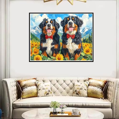 Peinture par numero adulte pour salon - Kit DIY grand format motif chien relaxant