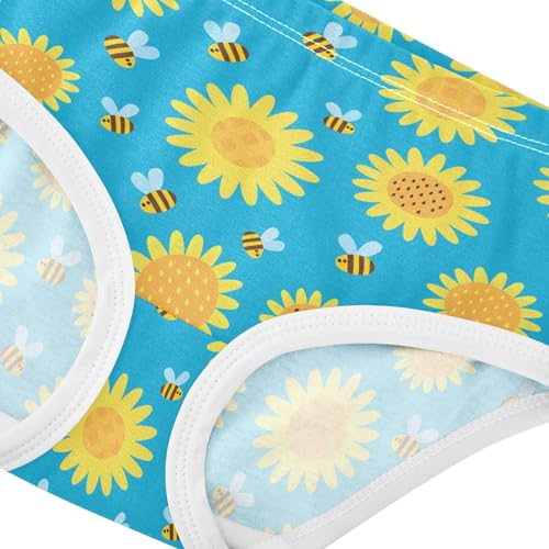 Little Girls' Soft Cotton Underwear Kids Breathable Comfort Cartoon Bee and Sunflower Panties Briefs Toddler4
