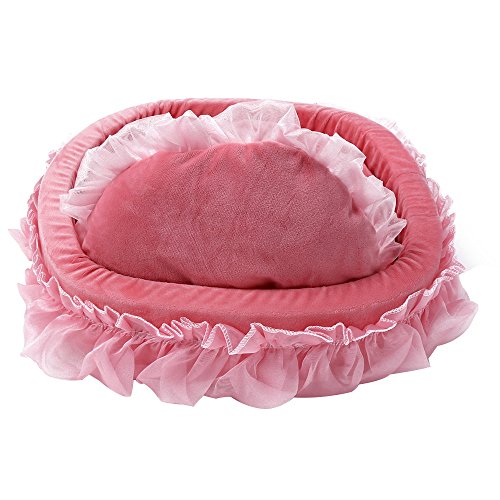 Prinzessin Hundebett Abnehmbar Tierbett Weich Gepolstert Hundebett Hundesofa Korb Lace Princess Bed Design Haustier-Bett