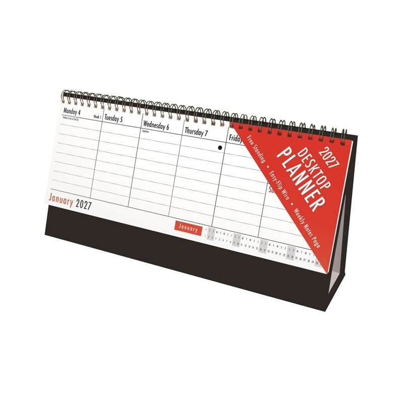 Mantraraj 2027 Week To View Desktop Planner Calendar Easy Flip Spiral