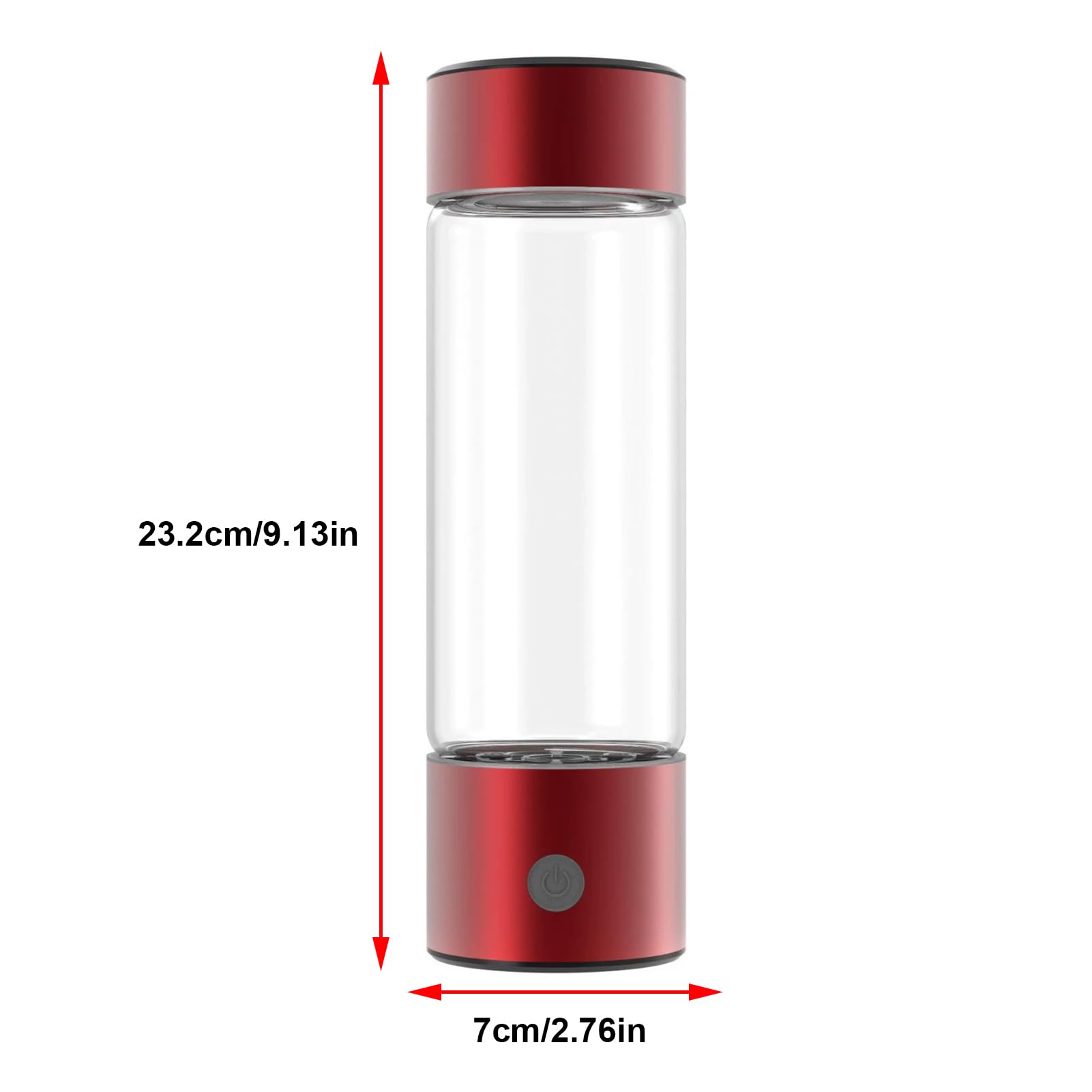 Alomejor Hydrierte Wasserflasche 460 Ml SPE PEM-Technologie für Energie und Flüssigkeitszufuhr Unterwegs (Rot)