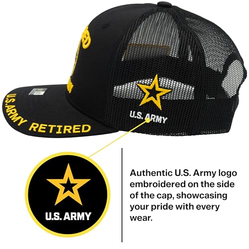 Image of Retired US Army Veteran Hat Official Licensed Army Hat, Adjustable Baseball Cap for Men Tactical Hat