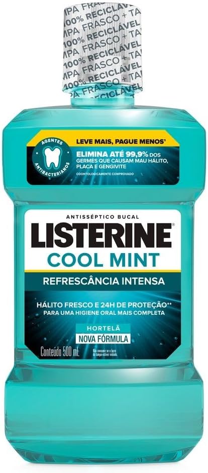 Listerine Enxaguante Bucal Cool Mint, 500ml Menor preço em Listerine Enxaguante Bucal Cool Mint, 500ml