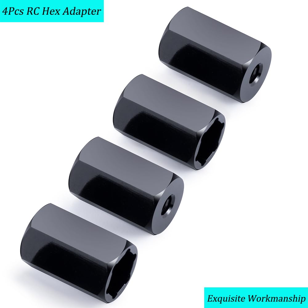 MORLORDY 4Pcs 5mm to 7mm (+10mm) RC Hex Hubs Adapter & 4Pcs RC Wheels & 4Pcs RC Tires Set for 1/10 WPL D12 RC Trucks 1/24 SCX24 RC Cars Upgrade Parts