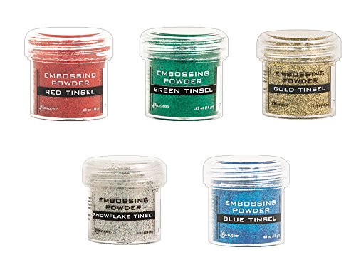 Cardmaking: Tinsel Heat Embossing - Ranger Glitter Tinsel Embossing Powders - 5 Item Bundle