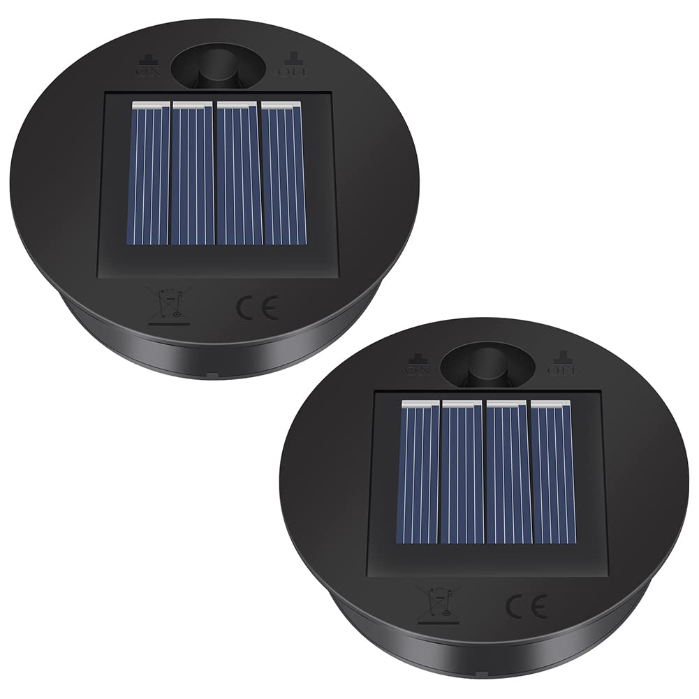 Yzerel 2 Pack Solar Lights Replacement Top - 7 lumens LED Solar Panel Lantern Lid Lights, Outdoor Replacement Parts, Garden Patio Decor Light up Your Space (2.76in)