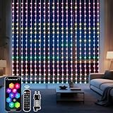 GlobaLink Tenda Luminosa Natale Esterno Interno, Intelligente RGBIC Luci Natale Esterno Cascata 400 LED, DIY Cascata Luci Natale Esterno, IP44 Luci Balcone Natale per finestre, balconi, pareti-2X2M