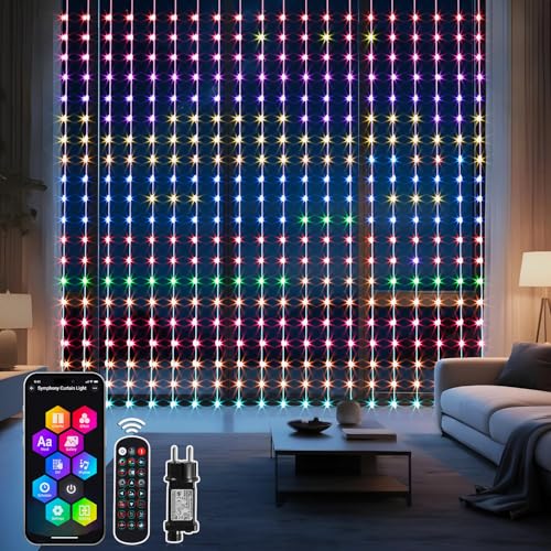 GlobaLink Smart Lichterketten Vorhang, 400 RGB-LEDs Lichtervorhang...
