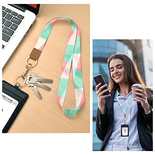 Vicloon Schlüsselband, Lanyard für Schlüssel, mit 2 Zubehör, Zweiseitiger Druck in Voller, Halsriemen Schlüsselbund für Schlüssel, ID Badge Card Holder, Ausweishülle(Farbnähte)