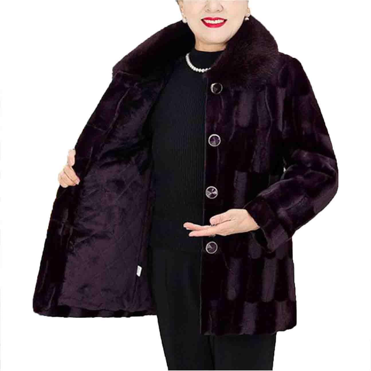 Plus Rozmiar 40-80kg Polarowy Płaszcz Zimowy Kurtka Damska Seniorzy W Średnim Wieku Starsze Panie Ciepłe Topy Ubrania Odzież Wierzchnia(Purple,XXX-Large)