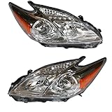 EnSyuSuMa For 2012 2013 2014 2015Toyota Prius Headlight Assembly Left Driver Side and Right Passenger Headlights Replacement Chrome Halogen OEM 8117047520 8113047520