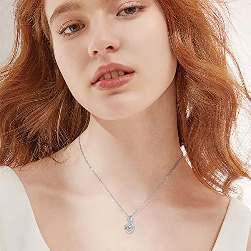 ZBA Natural Diamond Infinity Necklace for Women, 14K White Gold Plated Sterling Silver Diamond Eternal inifnity Pendant Necklaces Jewelry, Birthday Christmas Gifts for Mom Her Wife(Color F-G/Clarity I1-I2)3