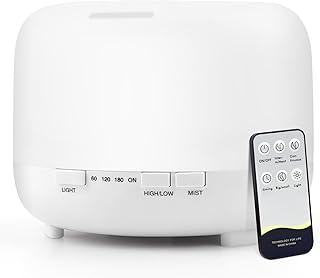 Moisturnt Aroma Essential Oil Diffuser Humidifier: 500ml Ultrasonic Air Aromatherapy Diffusers Remote Control for Large Room - Cool Mist Scent Water Vaporizer Timer for Home Bedroom