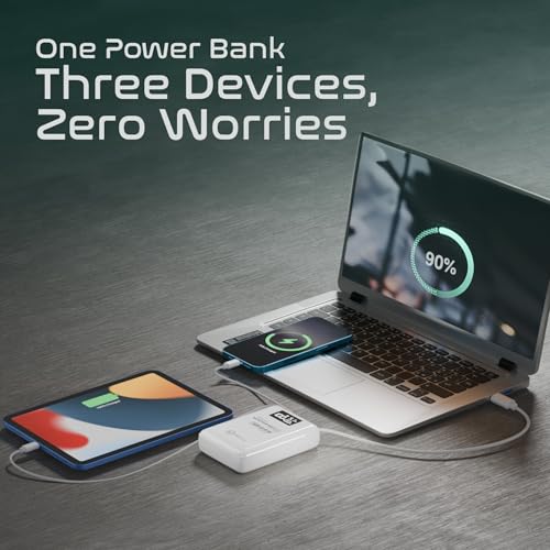 Image of MPower Z1 Powerbank | 65W Power Output with Laptop Charging | 15000mAh ReALmAh Battery | Dual Type-C & USB-A Ports | Real-Time Power Display | Multi-Layered Protection (White)
