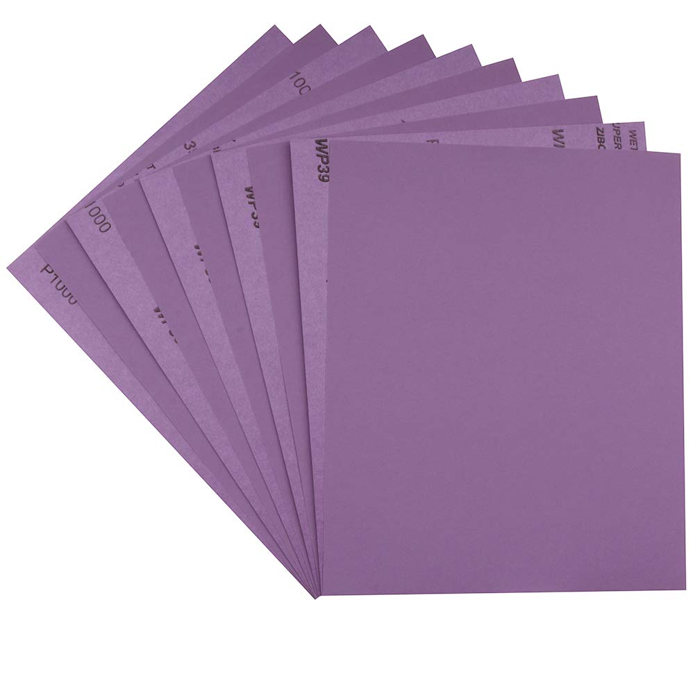 MAXMANSandpaper 1000 Grit,Wet Dry Sanding Sheets,High Performance White Fused Alumina Abrasive Sand Paper for Wood Furniture Finishing,Metal Grinding,Automotive Polishing,9 x 11 Inch,Purple,10-Pack