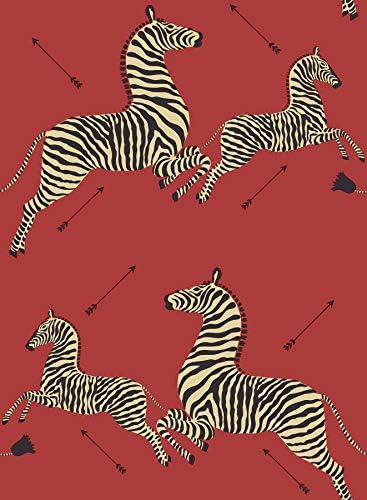 Scalamandre SCS3869 Masai Zebra Safari Self Adhesive Wallpaper, Red
