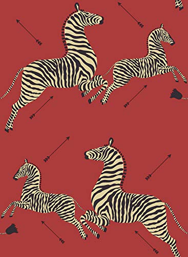 NuWallpaper Scalamandre x Scalamandre Red Masai Zebra Safari Self Adhesive Wallpaper, SCS3869
