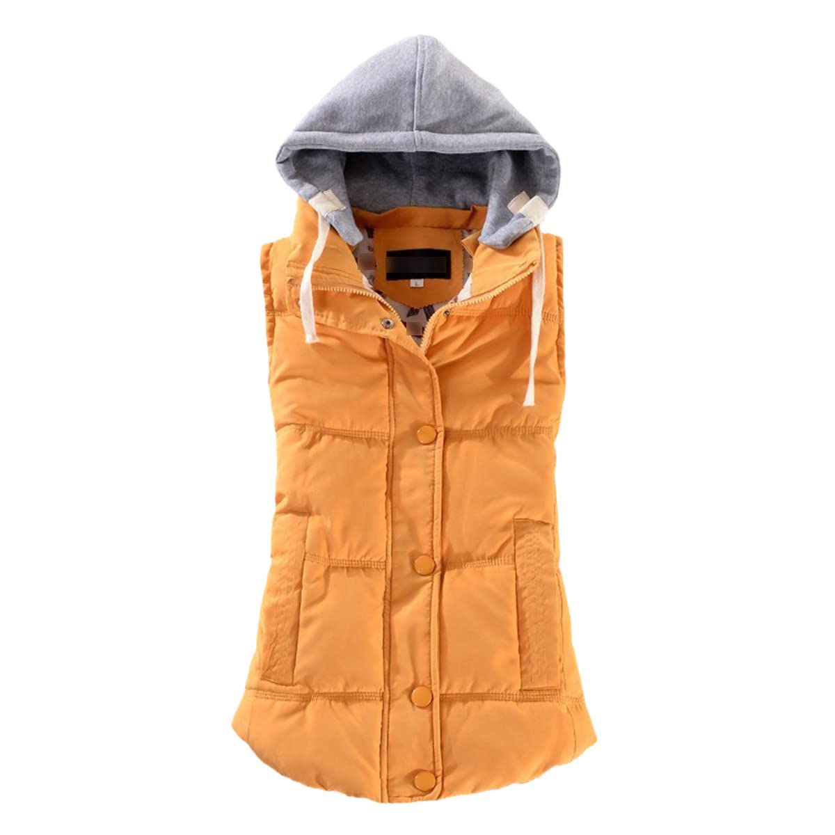 Chaleco de plumón amarillo para mujer con capucha para invierno 3
