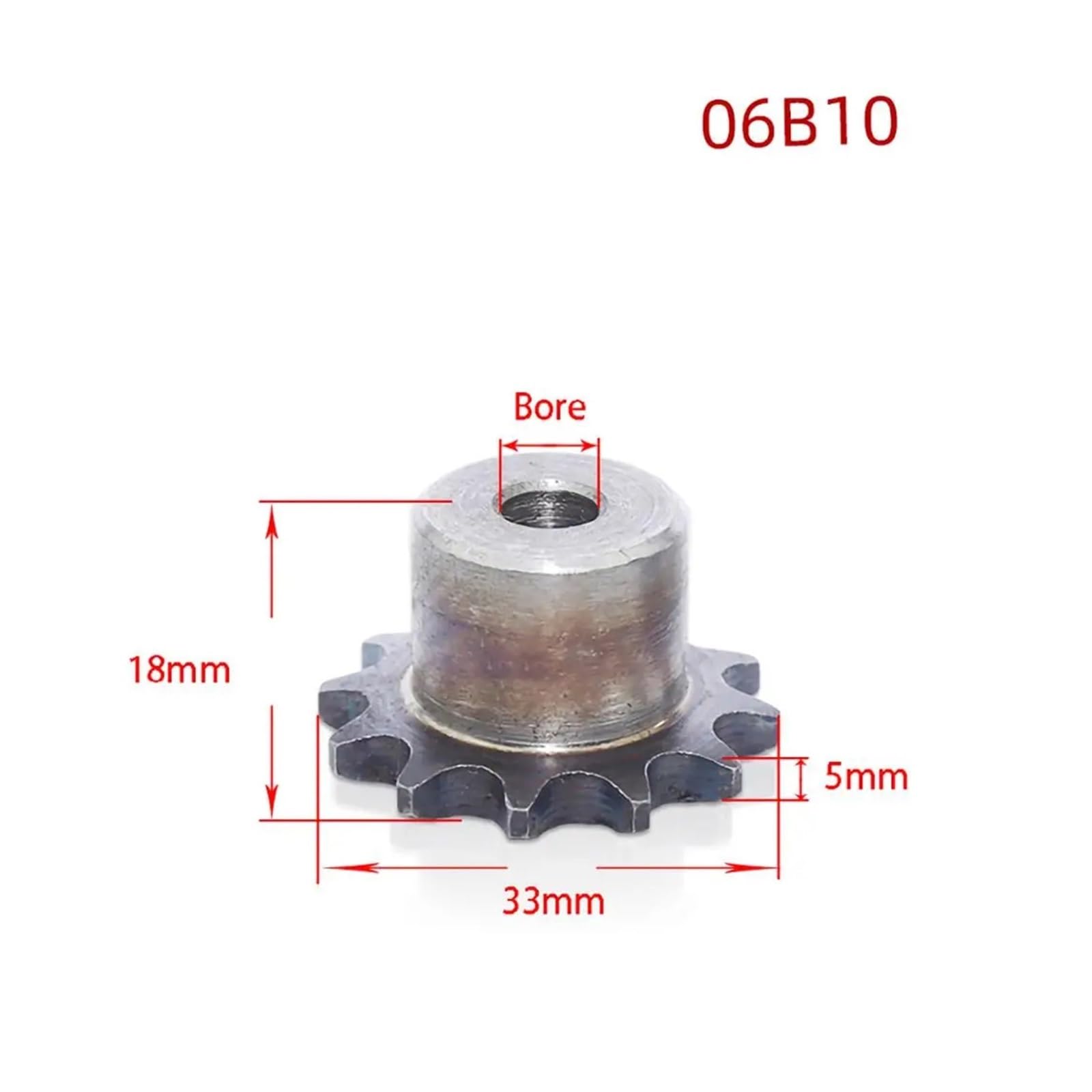 Bevel Gear Pinion Hardware Mechanical 1Pcs 06B Chain Drive Sprocket 9-24 Tooth Carbon Steel Chain Gear Pitch 9.525mm Industrial Sprocket Wheel(10 Teeth)