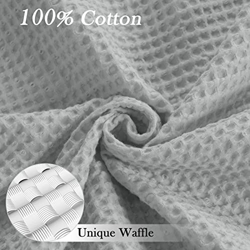 PHF 100% Cotton Waffle Weave Blanket Single Size 130 x 150cm, Pre-Washed Lightweight Breathable Throw Blanket - Image 4