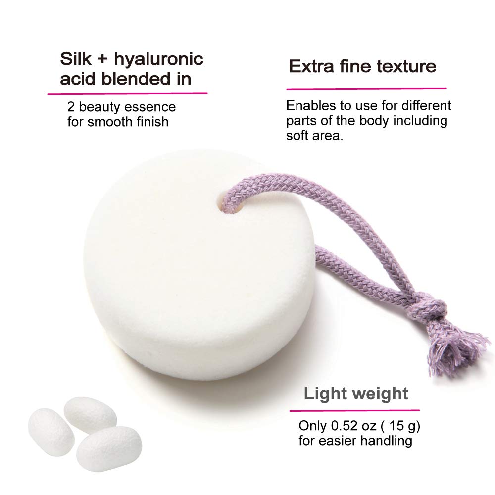 Bimsstein für Füße, Körper, Hände [Made in Japan] Seide oder Kohle plus Hyaluronsäure-Essenz gemischt für extra feine glatte Oberfläche, weicher Bimsstein (Silk Essence)