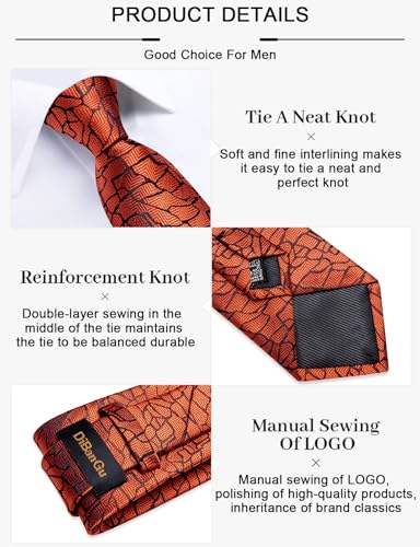 Image of DiBanGu Mens Silk Necktie Solid Color Tie and Pocket Square Cufflink Tie Clip Set Woven Plain Ties for Men Wedding Party