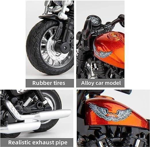 Image of FEXXA Police Motorcycle Toy - Pull Back Motorcycle Toys, Tiny Gift with Music Lighting, Latte Motorcycles Toy for Kids Boys Age 3-8 Year Old [Multicolor] (Harley Motorcycle-Multicolor)