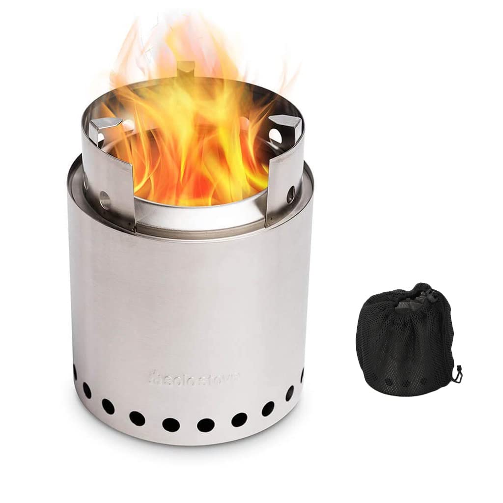 Réchaud à Bois Portable, réchaud à Dos extérieur en Acier Inoxydable, réchaud de Barbecue pour Pique-Nique de Camping, réchaud de Chauffage pour Tente de Voyage (Color : Silver, Size : 12.8 * 12.4 *