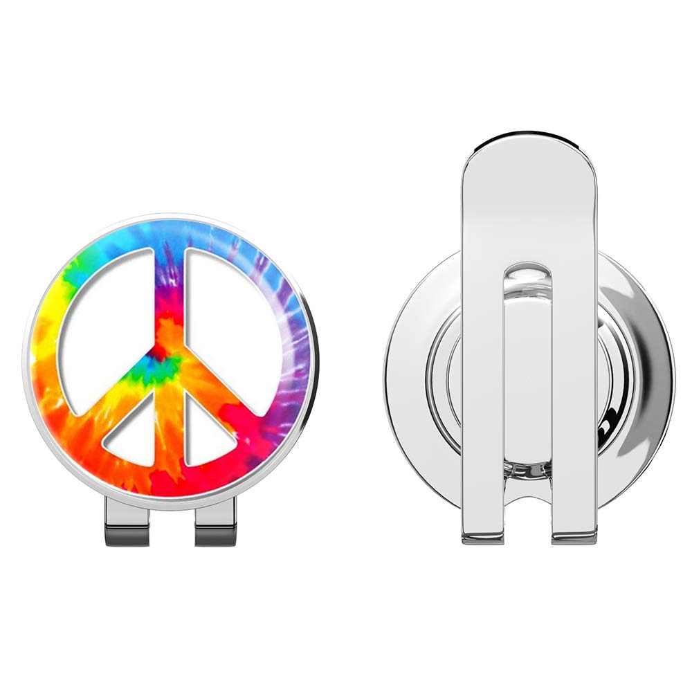 888 Graphics Peace Sign Tie Dye Golf Hat Clip with Magnetic Ball Marker