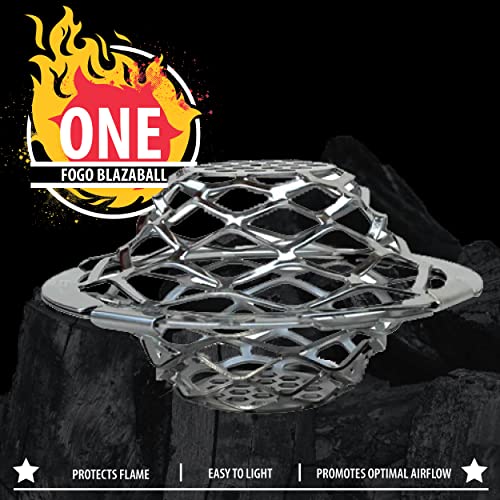 FOGO Blazaball, Fire Starter Accessory for Charcoal Grills, Firepits, and Fireplaces, Compatible with Fire Starters, Silver (BL1)