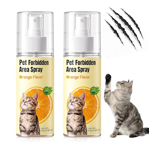 Wanban 2Pcs Cat Deterrent Spray, Natural Anti-Scratch Cat Spray, for Cats & Kittens, Orange Scent Pet Training Aid, Safe for Pets, Indoor Outdoor Furniture, Protector