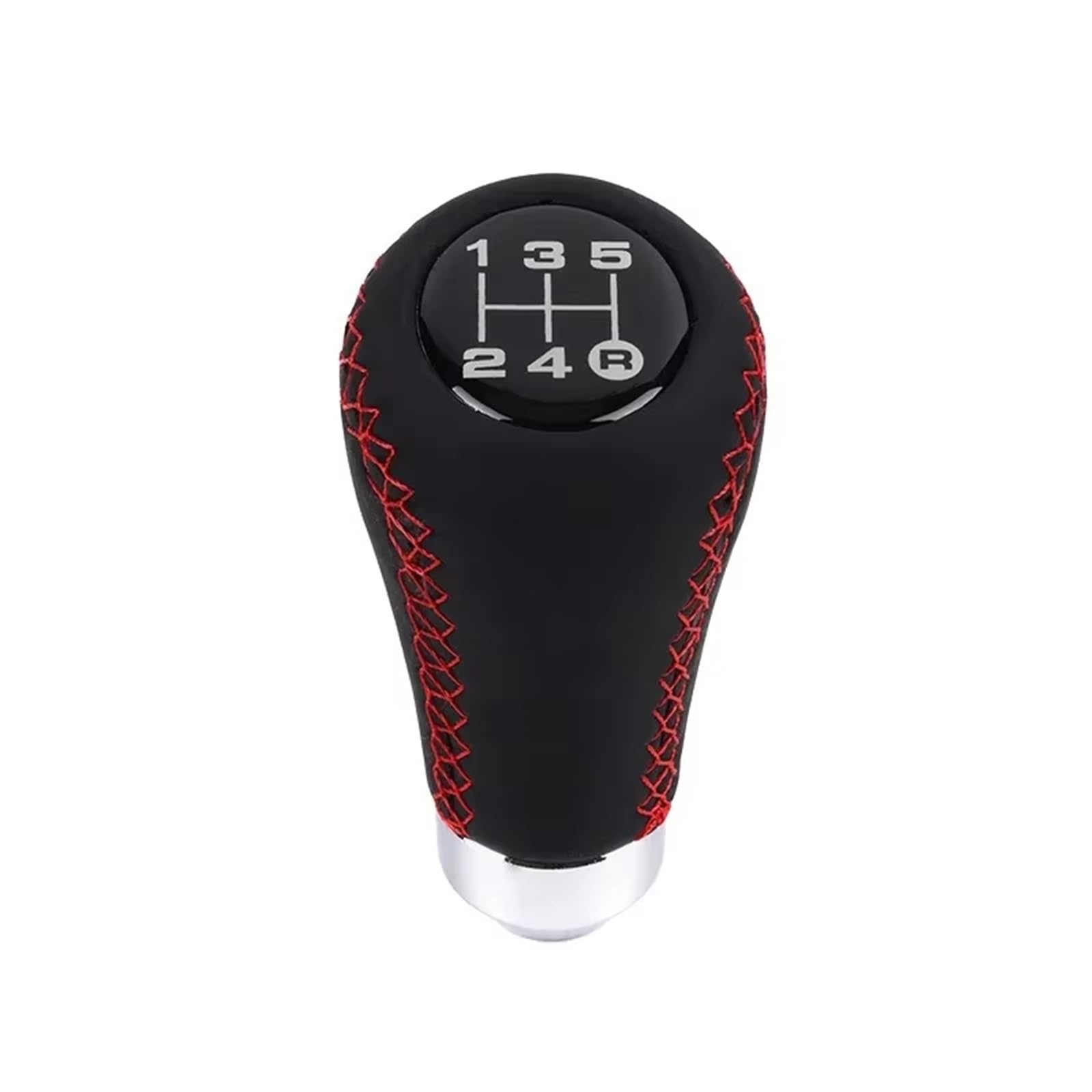 Sczmbltlnv Red 5 Speed Car Gear Stick Knob 5/6 Speed Leather Red Stitch Gear Shift Knob Universal Car Stick Lever Manual Transmission