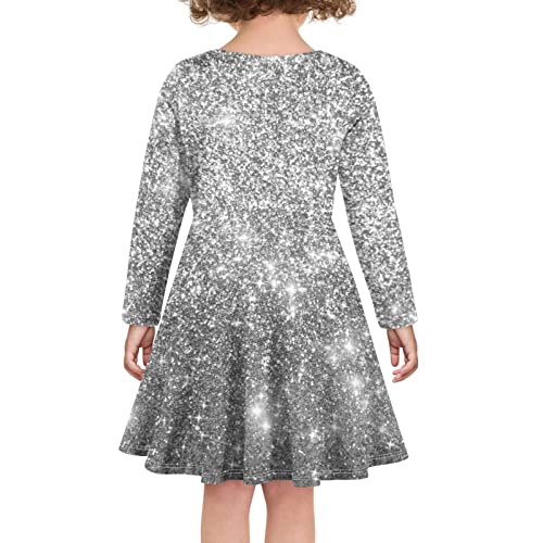 Girls Casual Long Sleeve T Shirt Dress Twirly Swing Graphic Print Novelty A Line Dress4