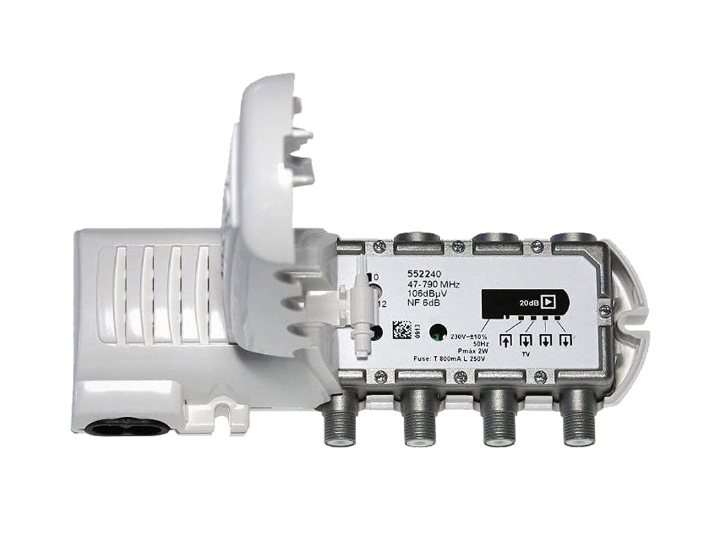 Televes 552240 - Amplificatore per uso domestico, 2 uscite TV, frequenza: 47-790 MHz, guadagno: 20 db
