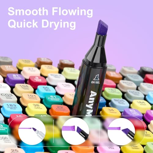 Image of AnyMark Alcohol Markers, 48 Colors Dual Tip Art Colouring Markers Set