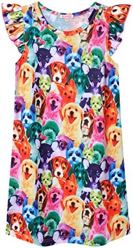 Girls Princess Nightgowns Dog Pajamas Flutter Sleeve Night Dresses 6t 7t