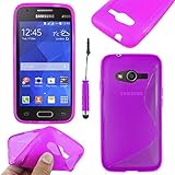 ebestStar - Coque Compatible avec Samsung Galaxy Trend 2 Lite SM-G318H, Galaxy V Plus Etui Housse Silicone Gel TPU Souple Motif S-Line + Mini Stylet, Violet [Appareil: 121.4 x 62.9 x 10.7mm, 4.0'']