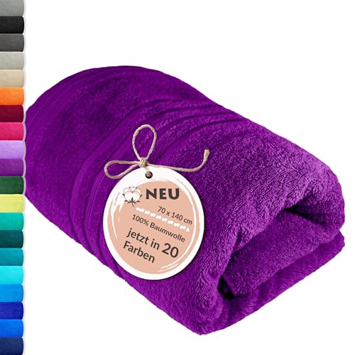 Lashuma Serviette de Douche 70x140 cm, Grande Serviette Aubergine Violette, London Drap de Bain très Absorbant