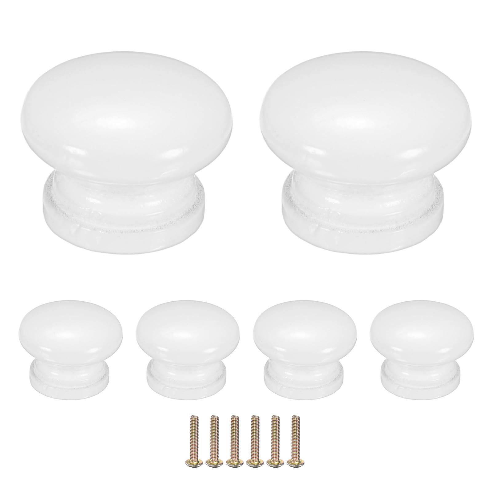 M METERXITY 6-Pack Kicthen Cabinet Knobs, 1-3/8 in(35mm) Solid Wood Round Drawer Pull Handle for Dresser/Office/Cupboard