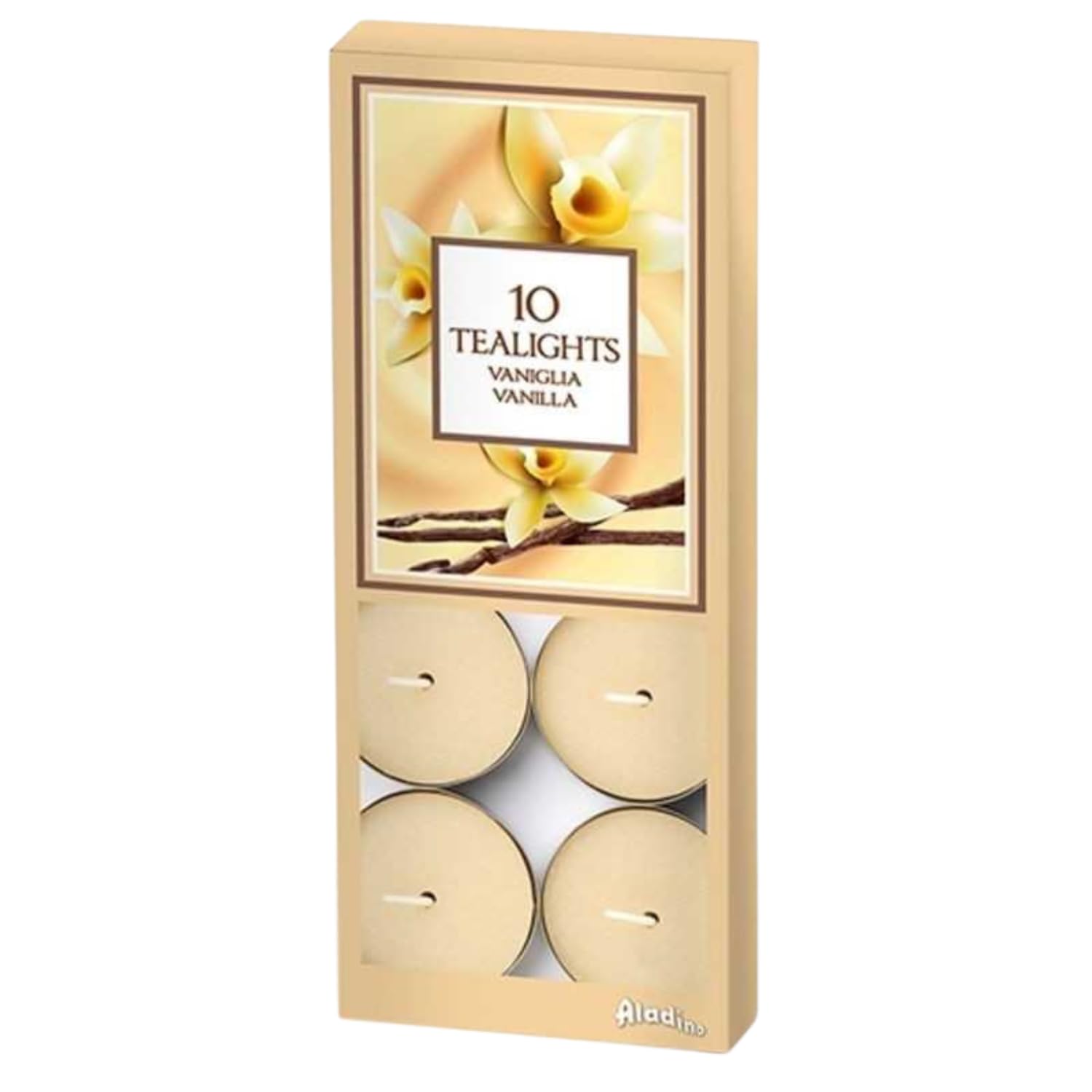 Marco Paul Interiors Yellow Marco Paul 10 Pack Vanilla Scented Candles - 8 Hour Burn Tea Lights Dripless Clean Burn - Cream Candles For Candle Holders, Christmas Decor, Stocking Fillers, Mantelpieces & Xmas Table Decorations
