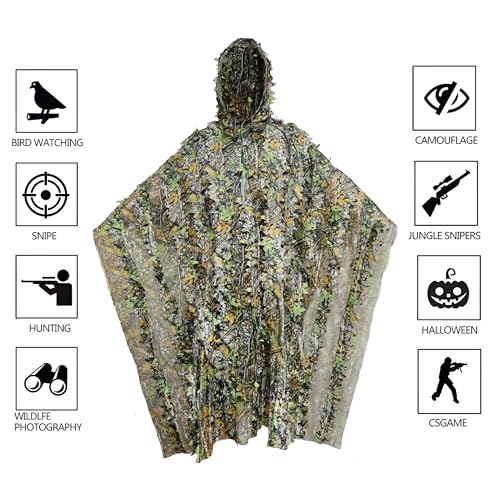 Ghillie Suit, Gilly Suits for Men, Hunting Guit, 3D Leafy Camo Suit, Hooded Cape Hunting Suit, Camouflage Suit, Bird Watching, Jungle Hunting, Halloween Party, Camping, Theme Decoration. - Image 4