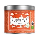 Kusmi Tea - Thé Boost Bio - Mélange Aromatisé de Maté, Thé Vert et Épices - Cannelle, Cardamome et Gingembre - Recette Tonique - Boîte de 100g