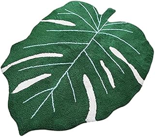 Area Rugs Area Rugs Clearance Washable Cotton Rug For Living Room, Non-slip Carpet For Bedroom, Indoor Leaf Shaped Carpet (Color : Green, Size : 110 * 150 * 1.5cm)