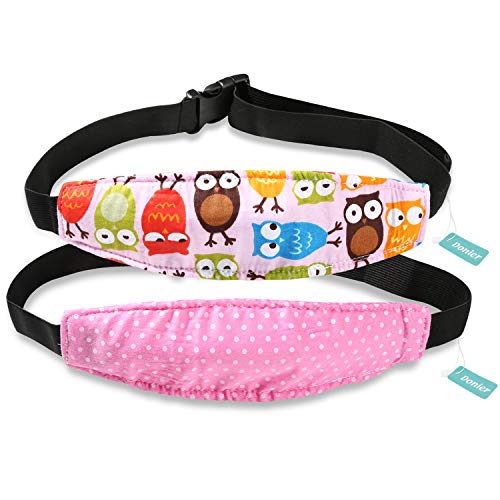 2 Packs Toddler Car Seat Neck Relief and Head Support, Pillow Support Head Band Easy Installation On Most Convertible Seats and Safety to Babies and Kids(Pinkï¼‰