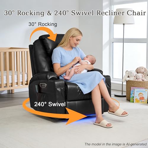 Sillón reclinable eléctrico negro cuero sintético miniatura 4