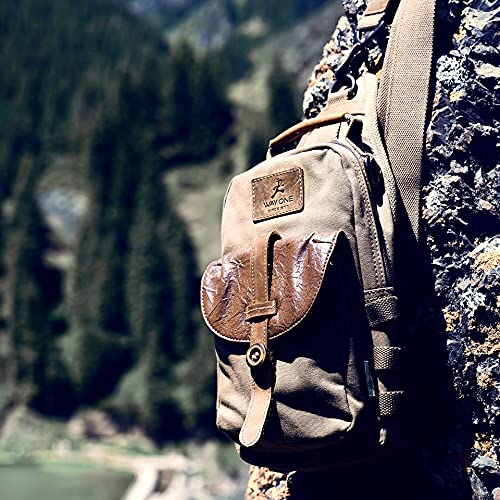 Canvas And Leather Vintage Shoulder Backpack Cross Body Bag Sling Bag Chest Pack Bag Strap Bag One Strap Messenger Bag Backpack Men/Women Cycling Hiking Camping Outdoor Travel Brown #TOP7