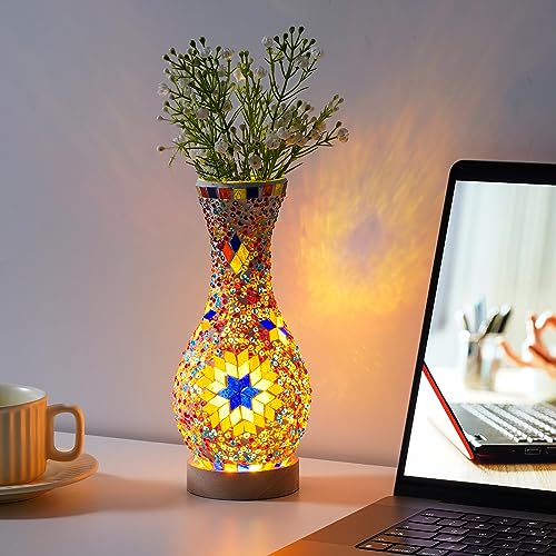 Jaitaik HP01 Mosaic Vase Lamp, Turkish Moroccan Table Lamp,Colorful Handmade Glass Vase thumb #3