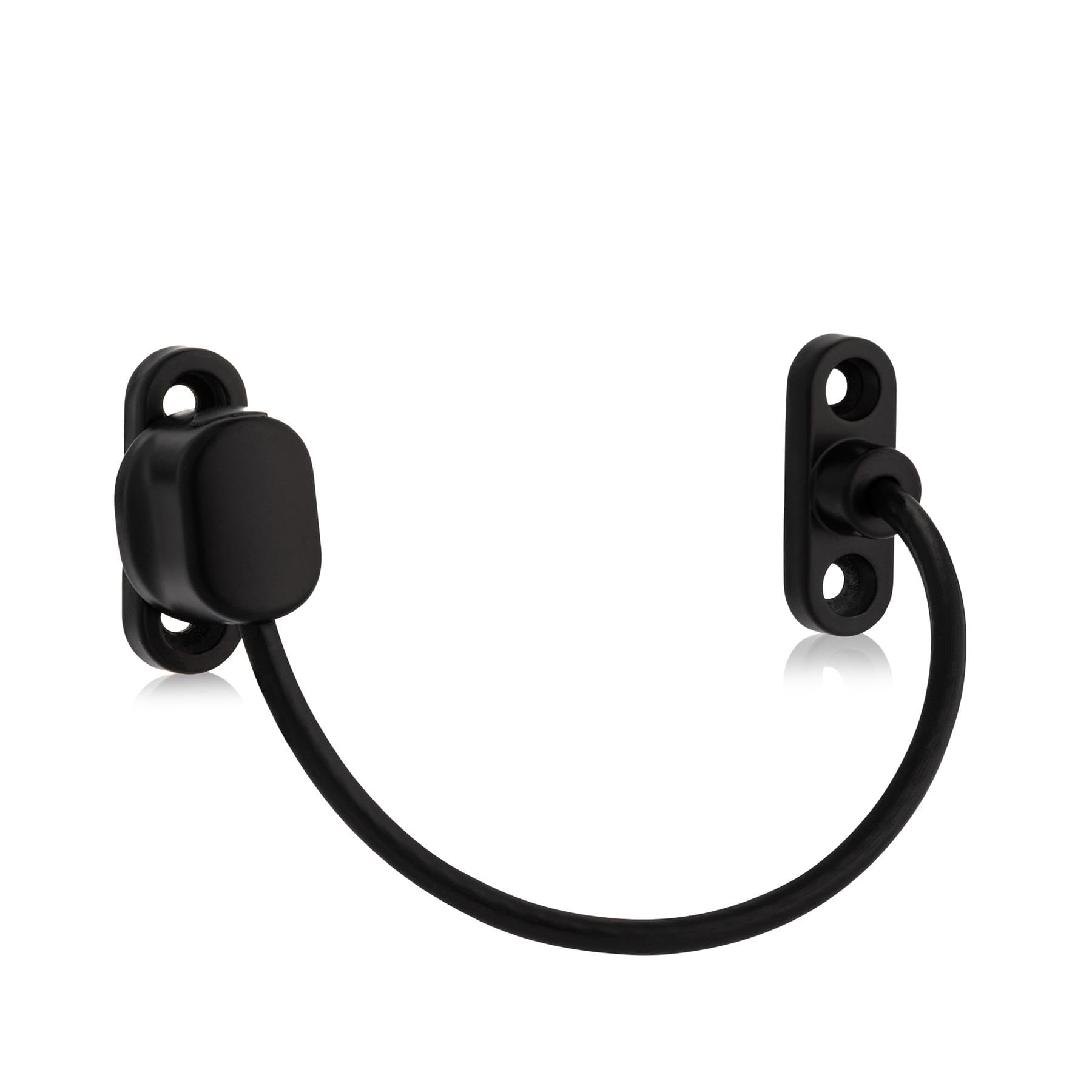 XFORT Viper Thumbturn Locking Cable Window Restrictor in Black, Keyless Durable Window Safety Lock for Child Safety and Window Security